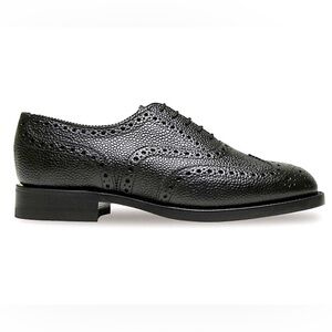 Heavy Brogue Shoe in Black Grain Leather by Sanders 150th Anniversary